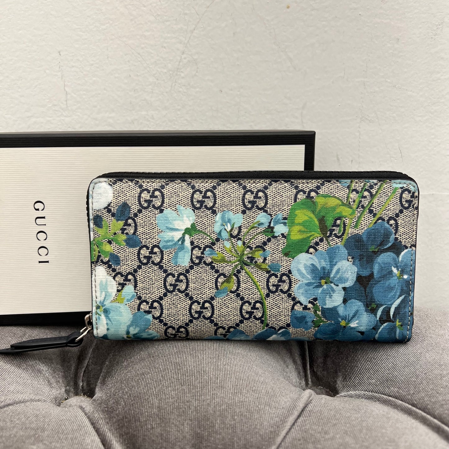 Gucci Blooms Zippy Wallet Blue