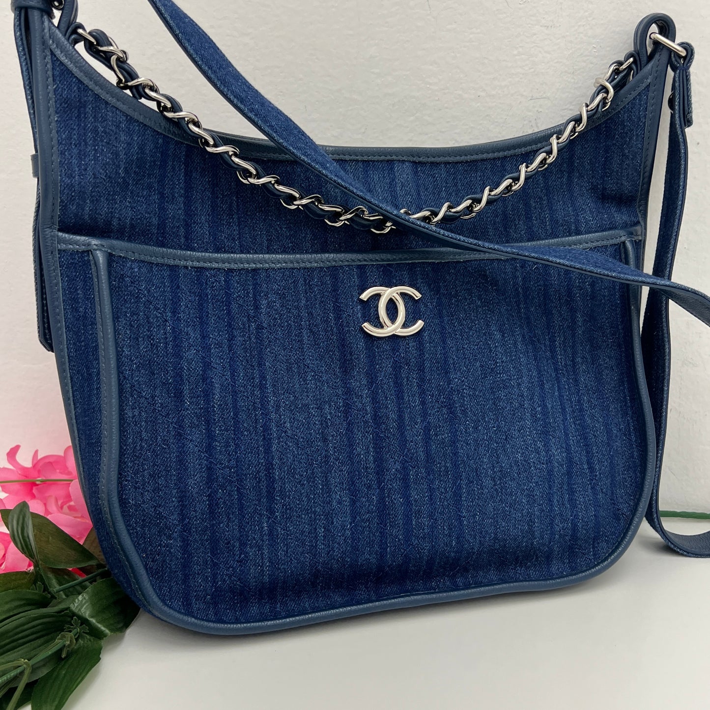 Chanel Quilted Denim Medium Jungle Stroll Crossbody Bag