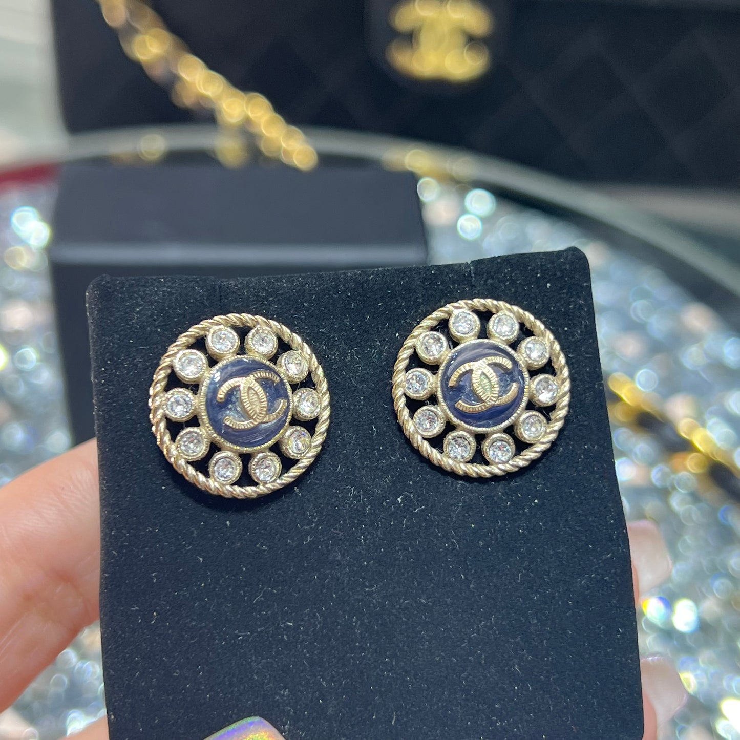 Chanel CC Round Vintage Earrings with Box
