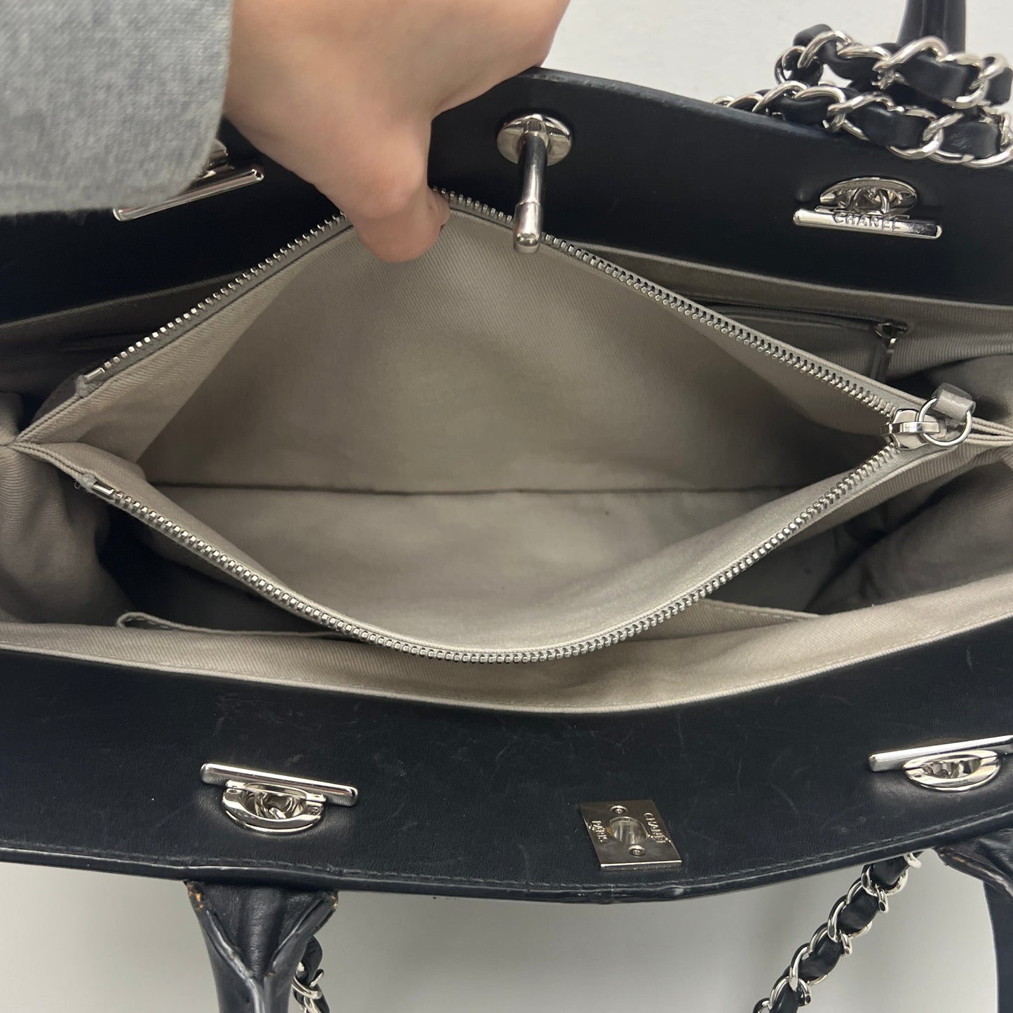 Chanel Lambskin Caviar Quilted Bi Coco Large Shopper Tote Black