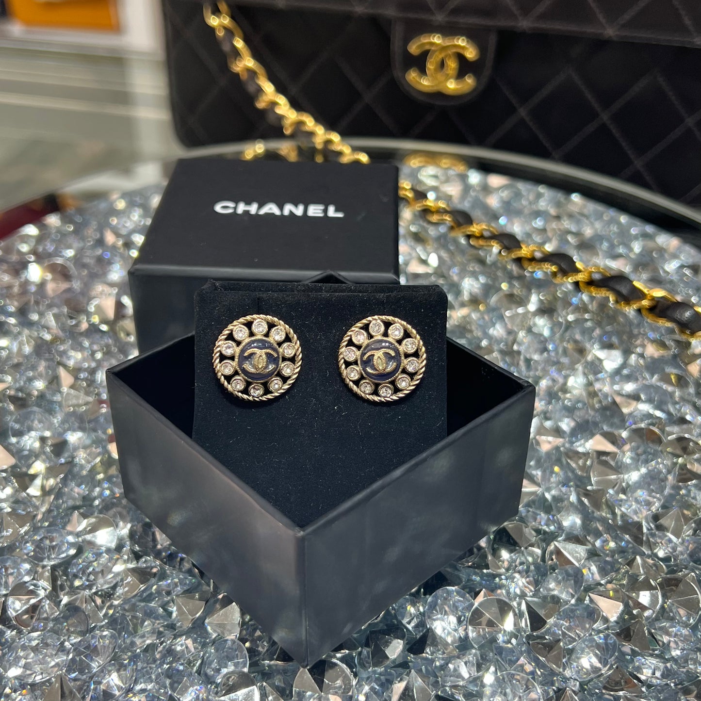 Chanel CC Round Vintage Earrings with Box