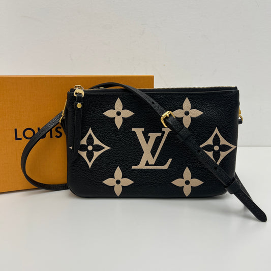Louis Vuitton Double Zip Pochette Bicolor Black Cream Monogram Empriente Giant