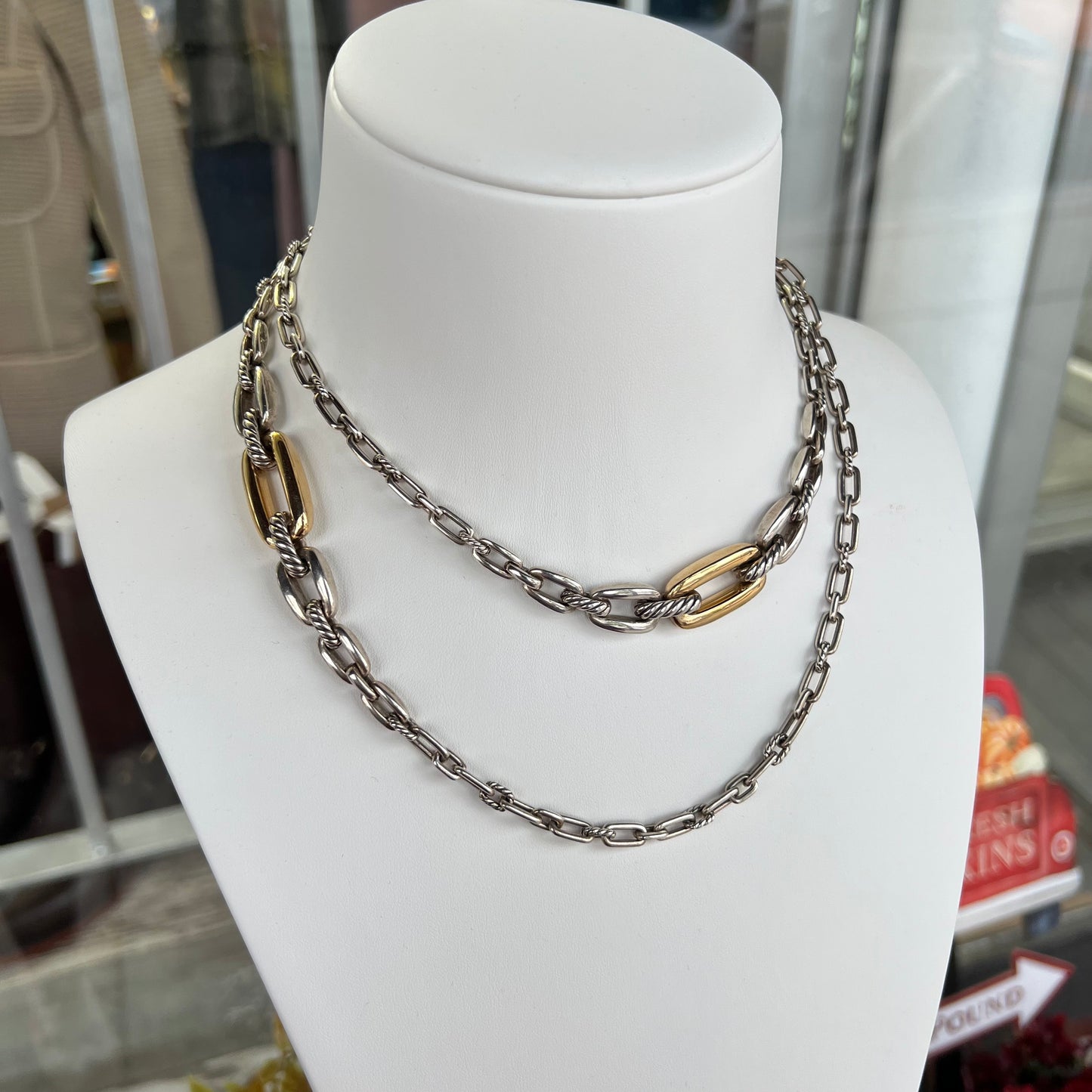 David Yurman Wellesley Chain Link Necklace with 18k Gold