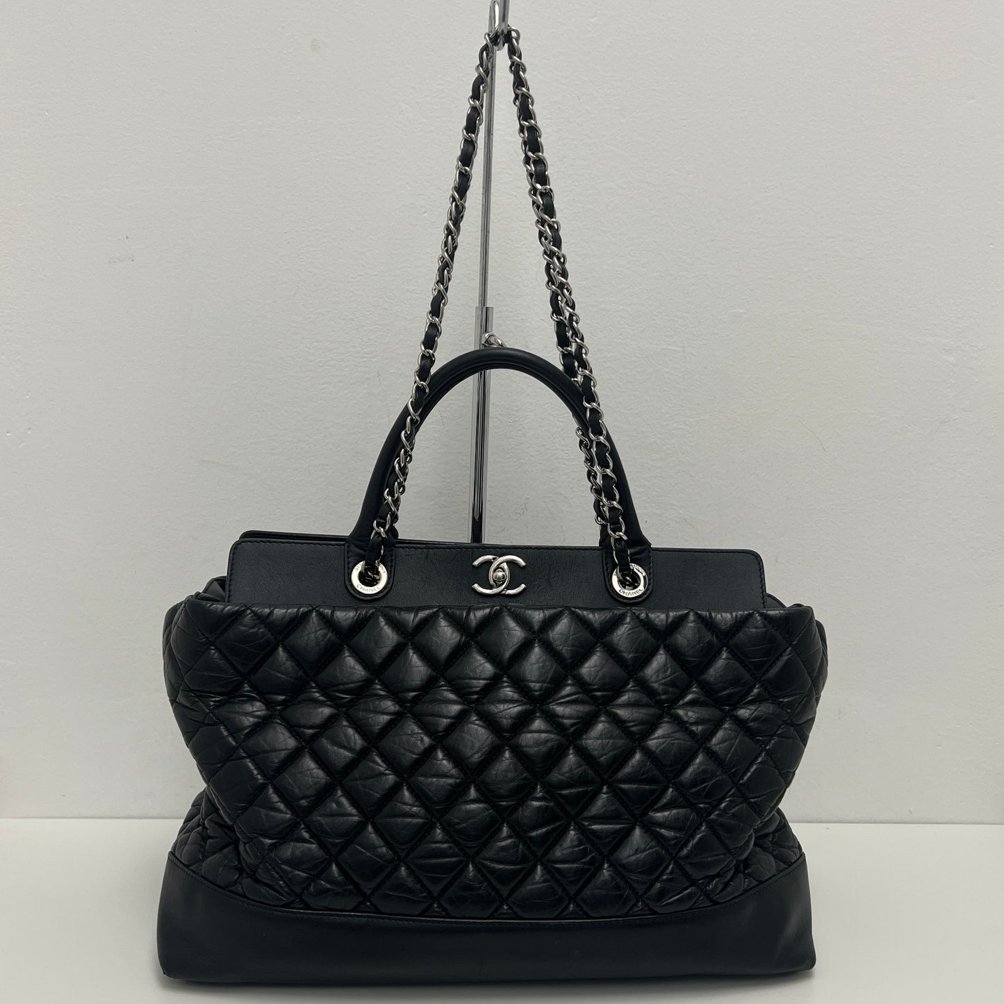 Chanel Lambskin Caviar Quilted Bi Coco Large Shopper Tote Black