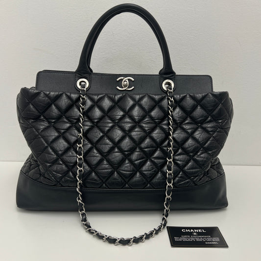 Chanel Lambskin Caviar Quilted Bi Coco Large Shopper Tote Black