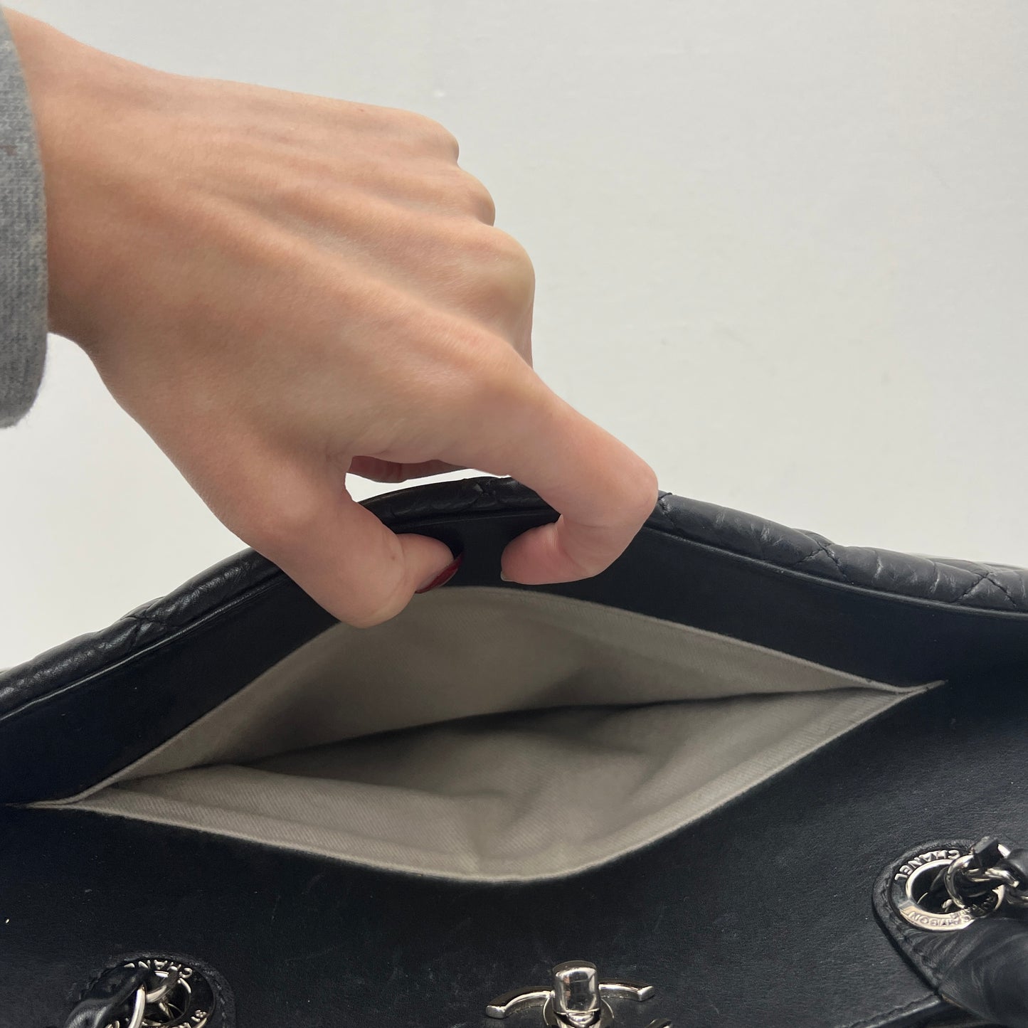 Chanel Lambskin Caviar Quilted Bi Coco Large Shopper Tote Black