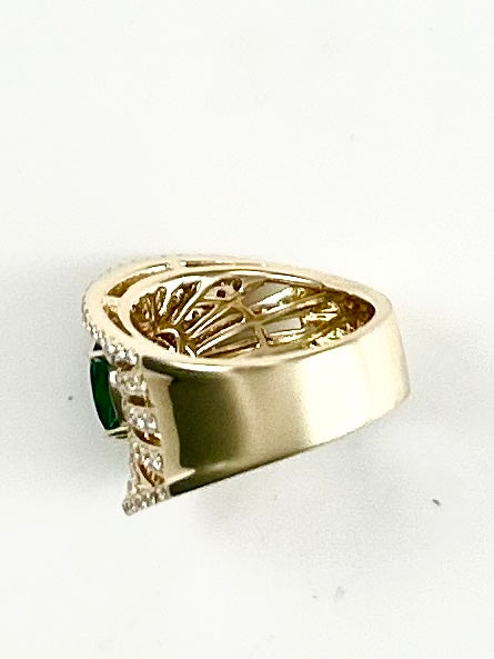 Effy 14K Yellow Gold Diamond Emerald Ring