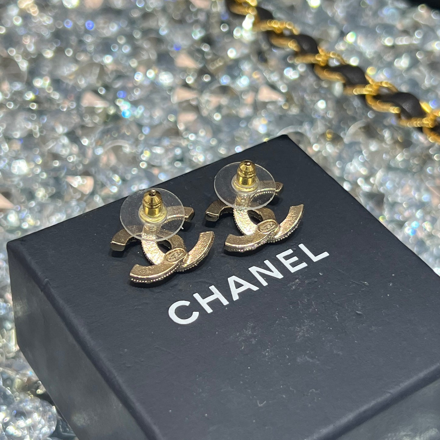 Chanel CC Pearl & Crystal Earrings with Box