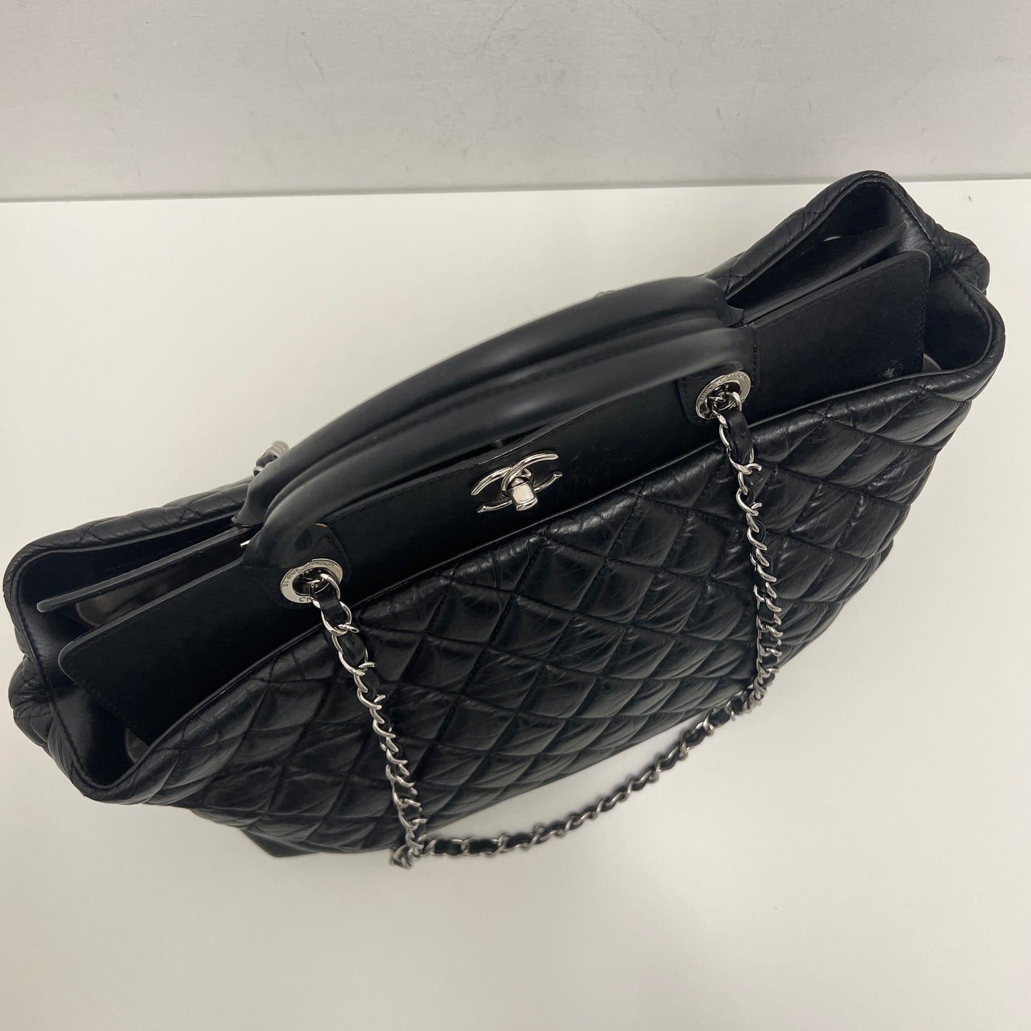 Chanel Lambskin Caviar Quilted Bi Coco Large Shopper Tote Black