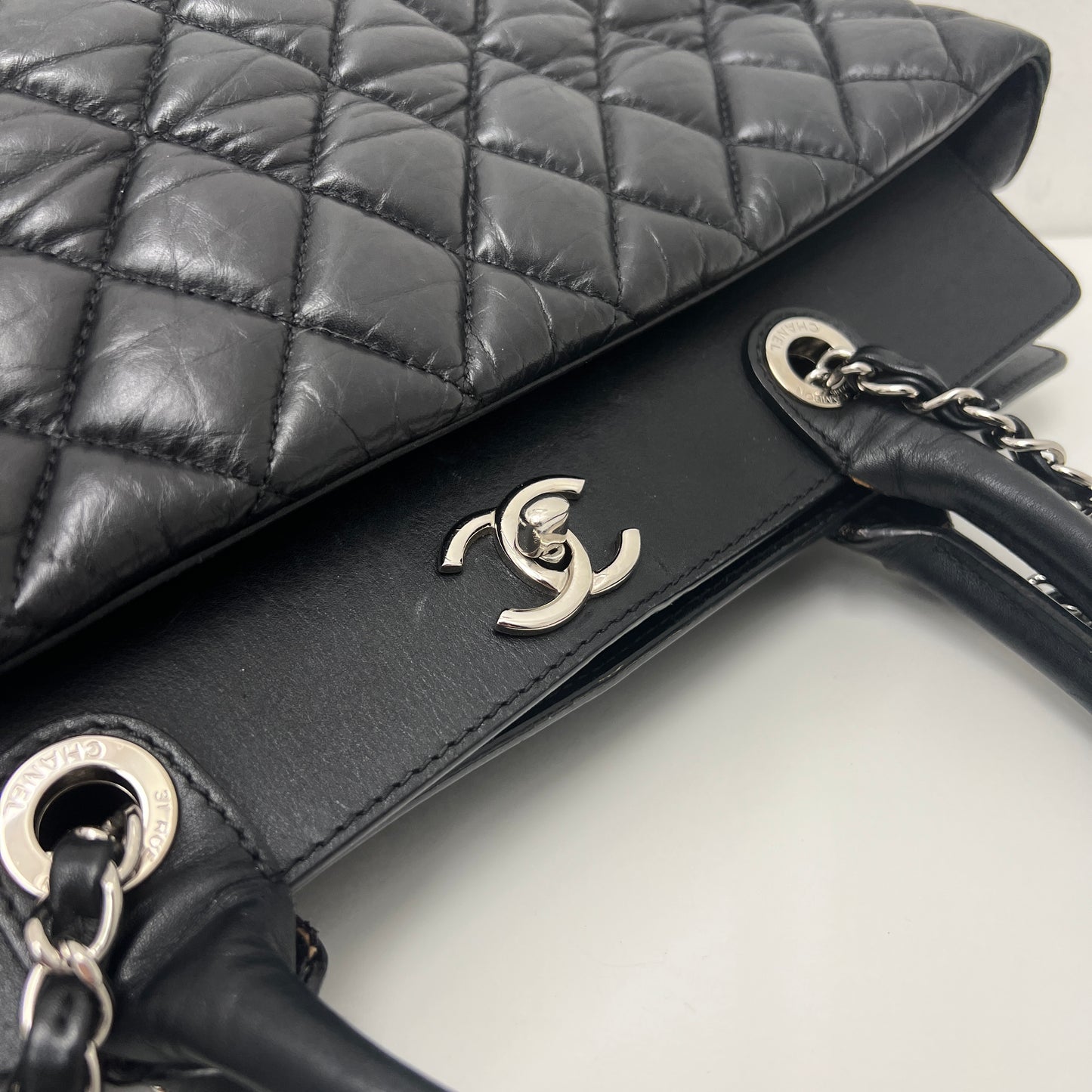 Chanel Lambskin Caviar Quilted Bi Coco Large Shopper Tote Black