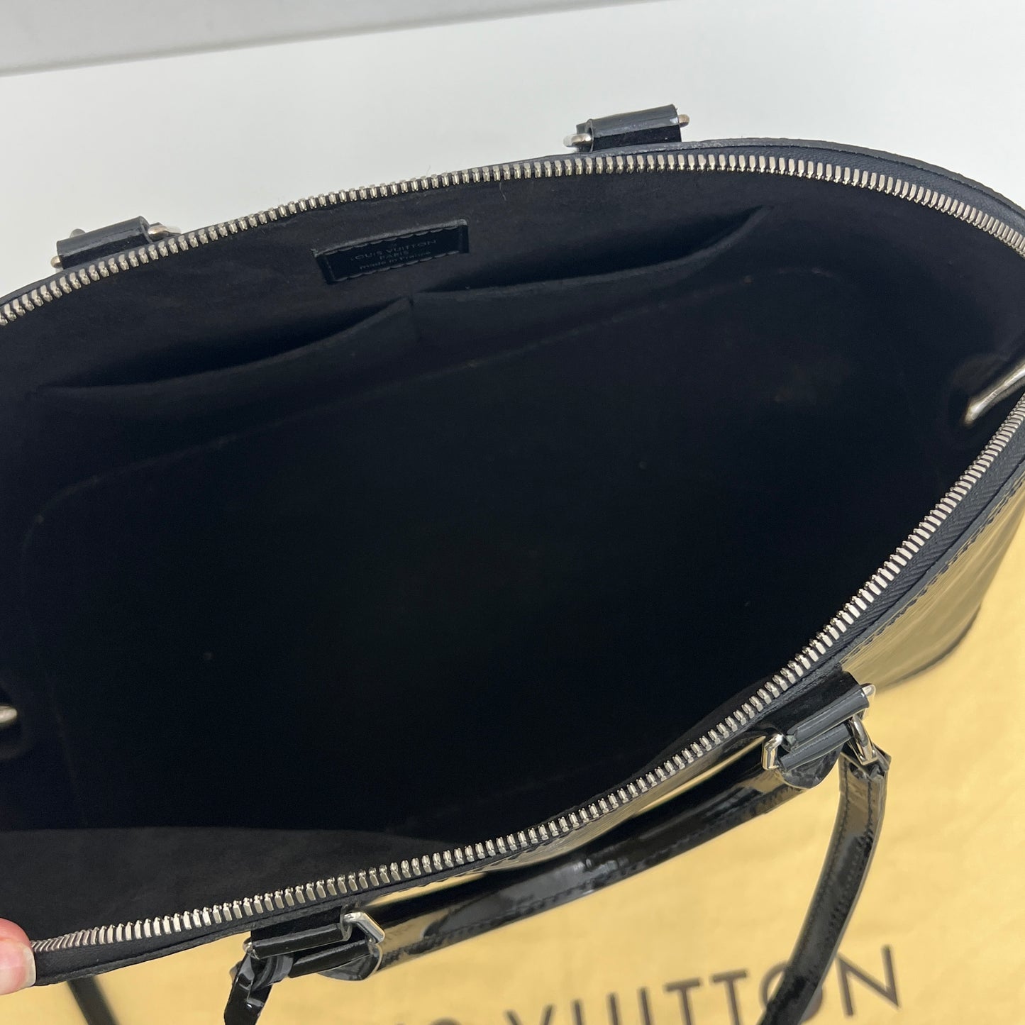 Louis Vuitton Alma Gm Black Epi Electric Patent