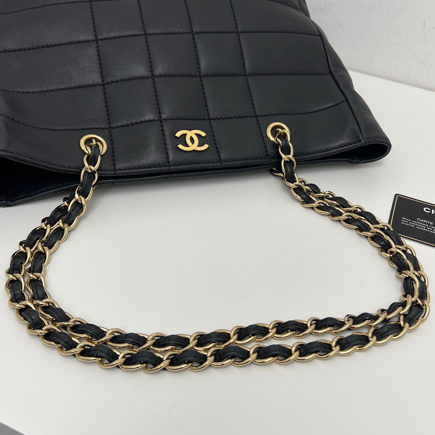 Chanel Chocolate Bar Chain Tote Black, Gold