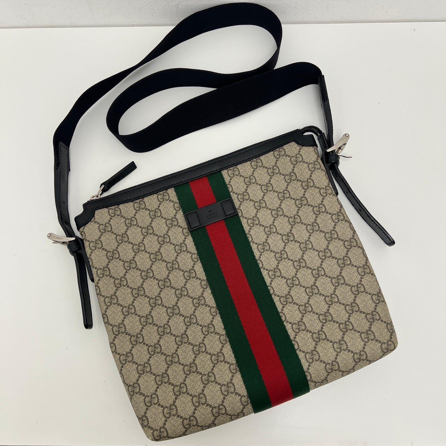 Gucci GG Supreme Web Messenger Crossbody Bag