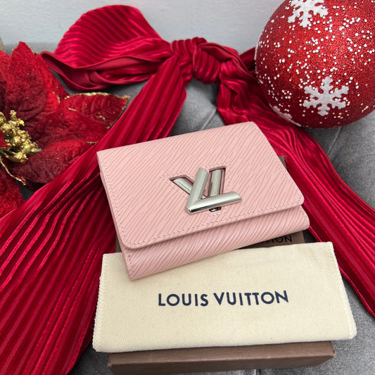 Louis Vuitton Pink Epi Leather Twist Compact Wallet with Box & Dust Bag