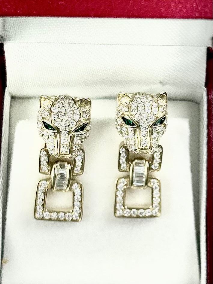 Effy 14K Yellow Gold Diamond Emerald Earrings