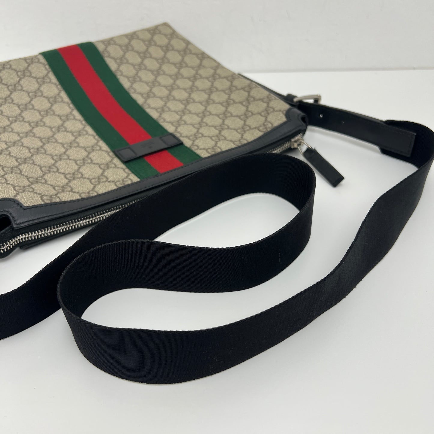 Gucci GG Supreme Web Messenger Crossbody Bag