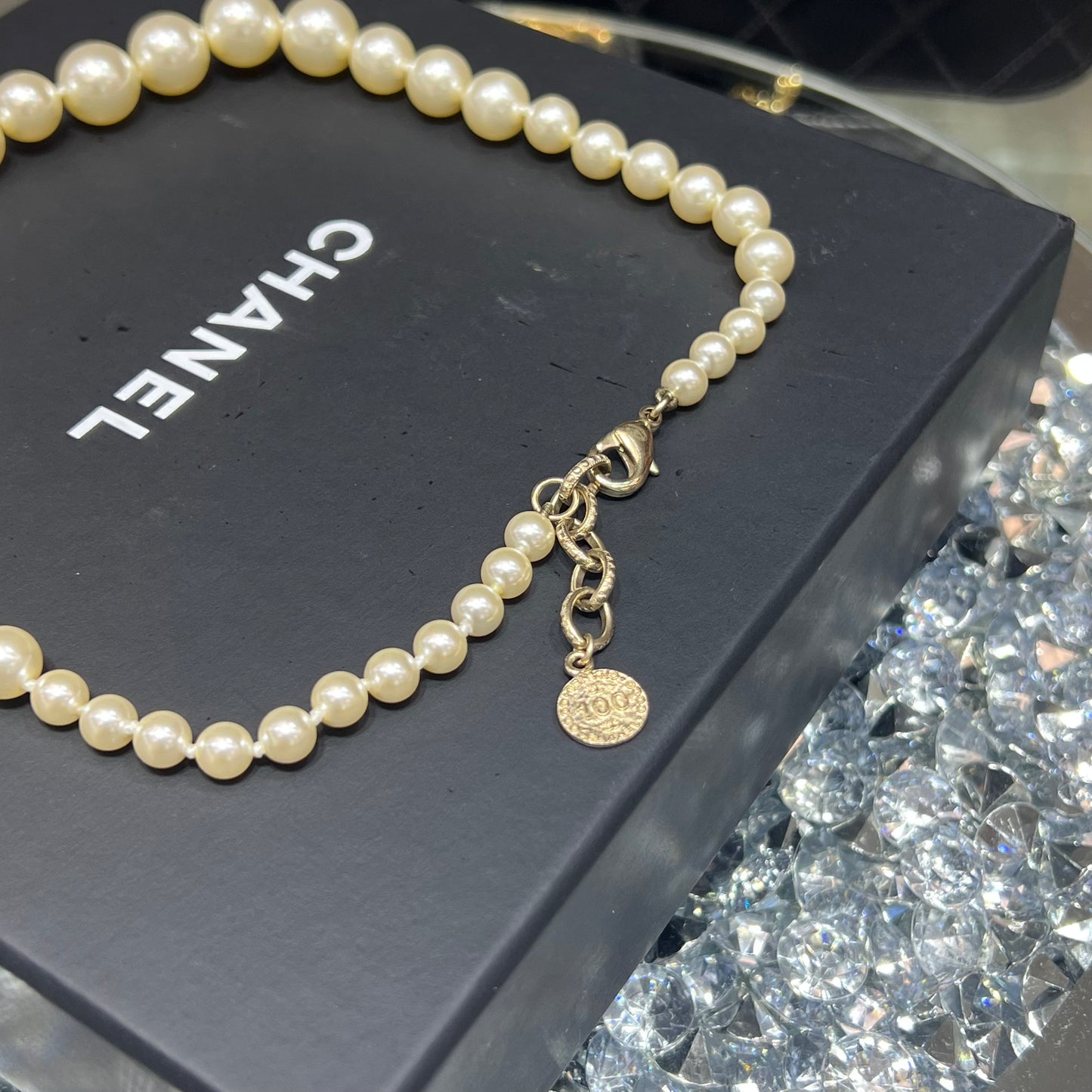 Chanel Pearl CC Short Necklace with Box