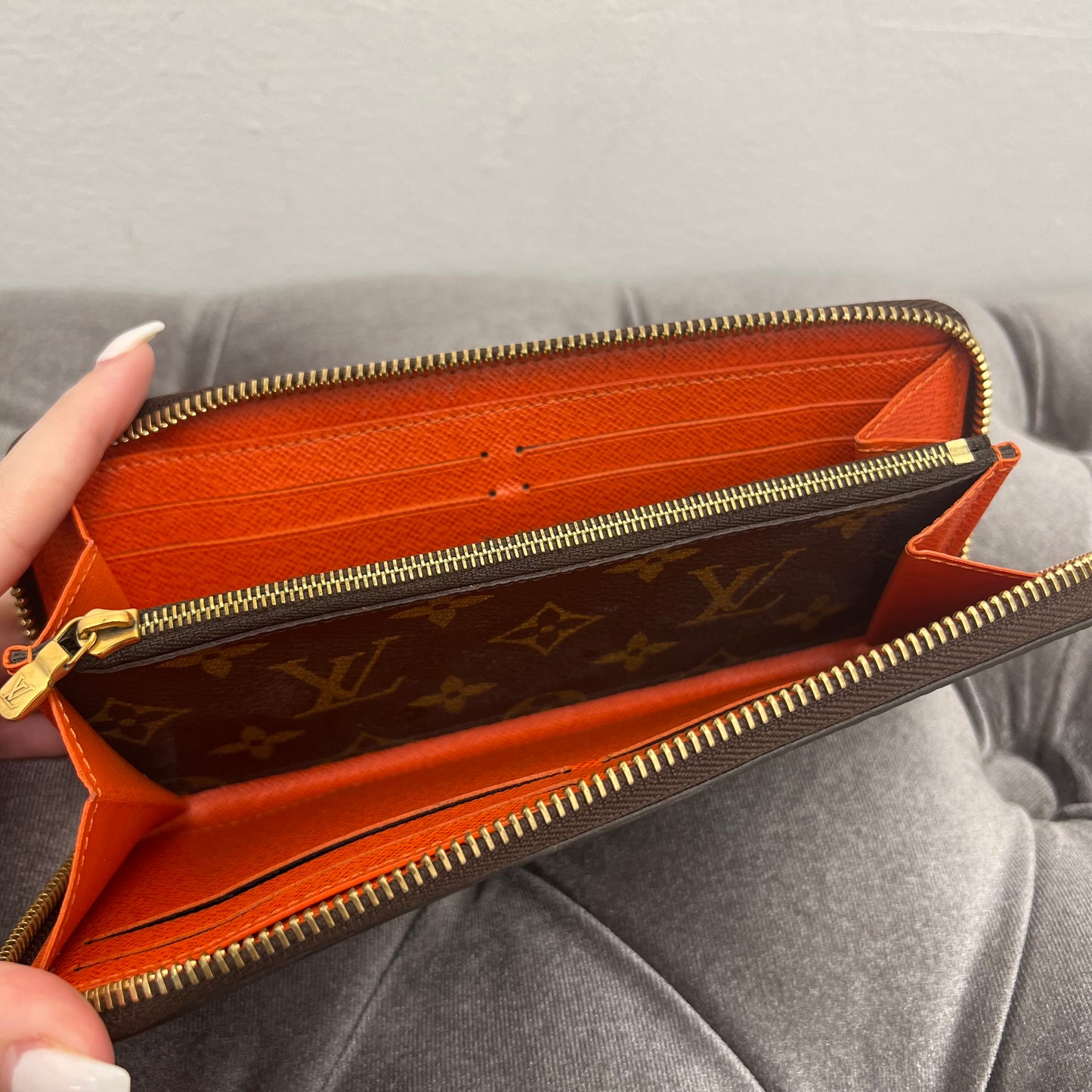Louis Vuitton Clemence Wallet Monogram, Orange with Box & Dust Bag