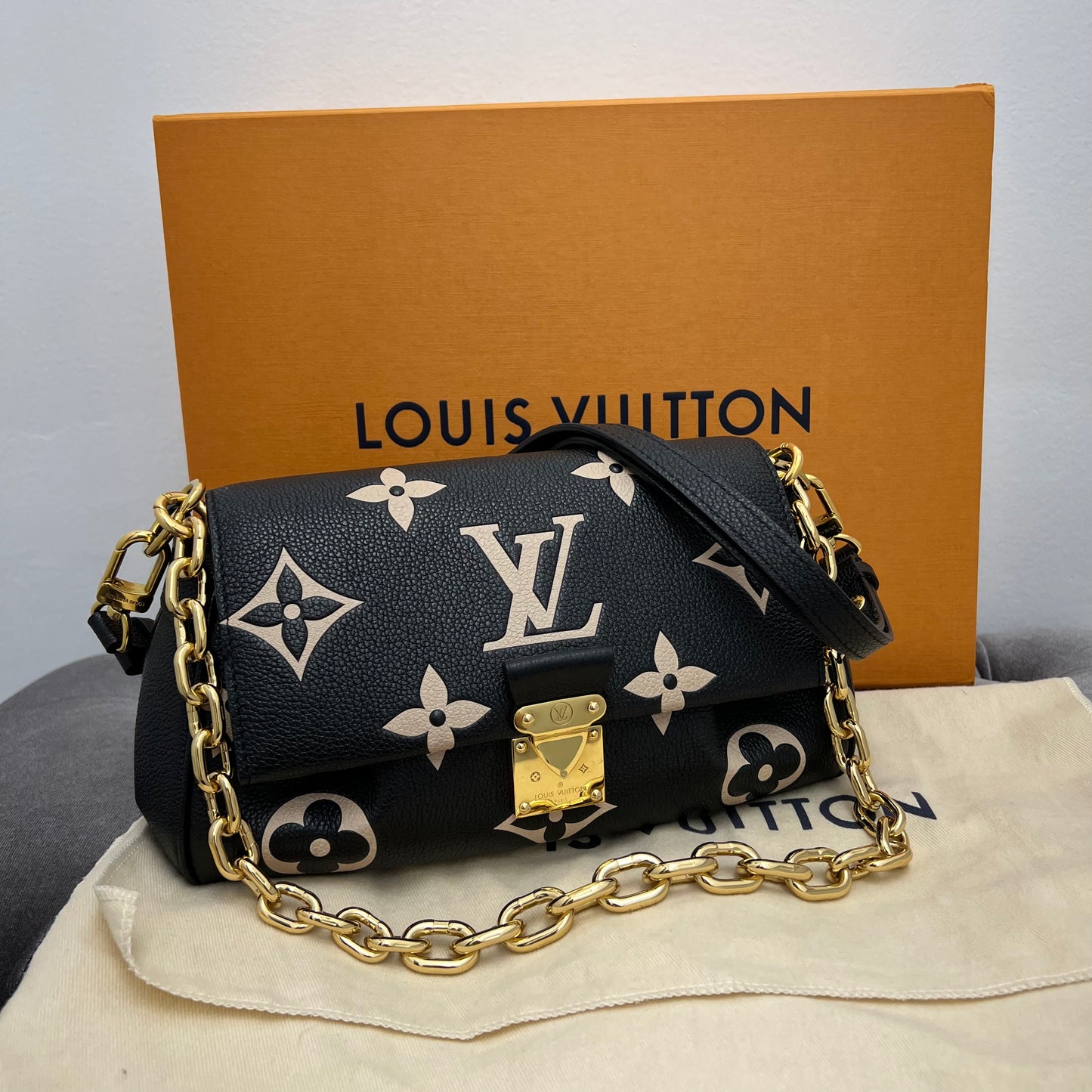 Louis Vuitton Favorite Monogram Empreinte Leather Black with Box & Dust Bag