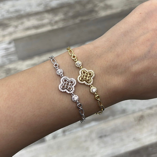 Sterling Silver / Gold Plated Clover Bracelet