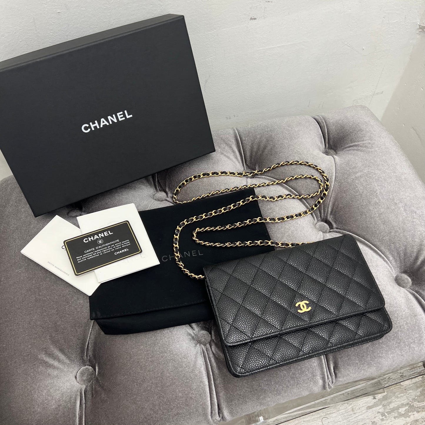 Chanel Wallet on Chain Black and Gold