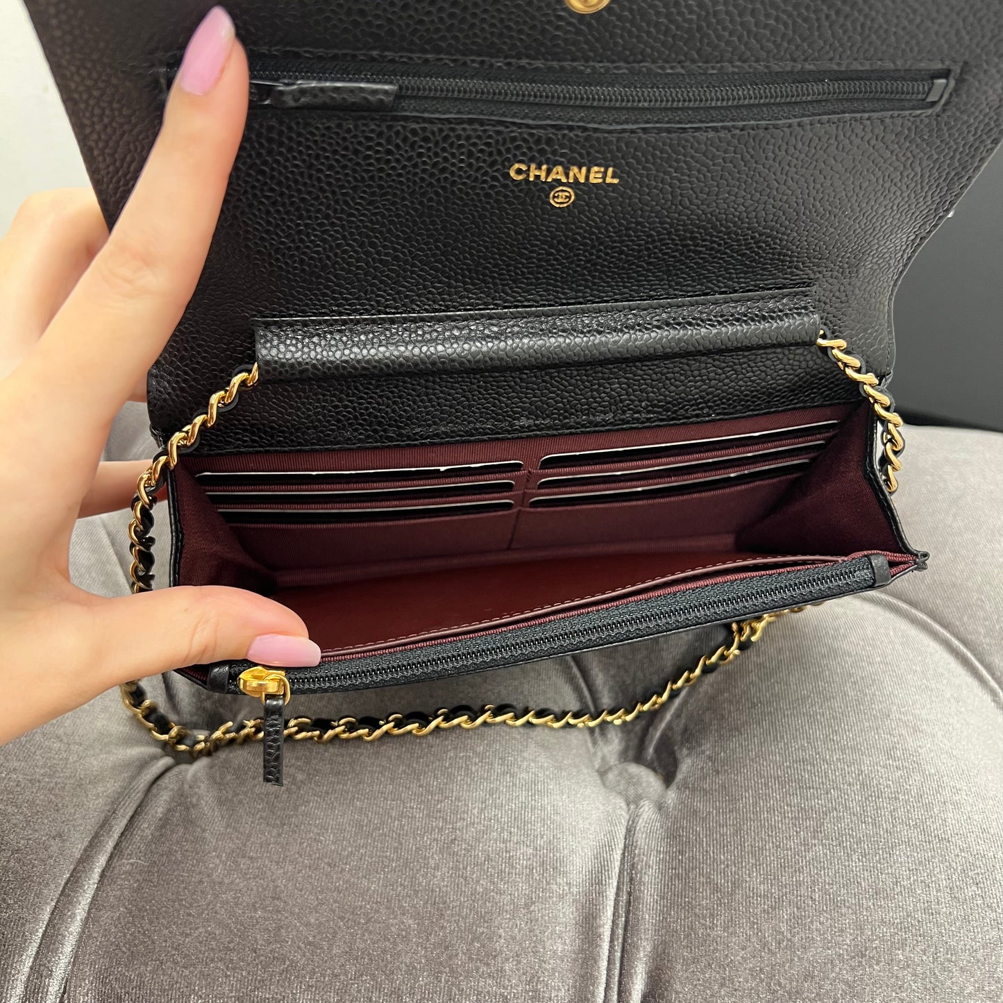 Chanel Wallet on Chain Black and Gold