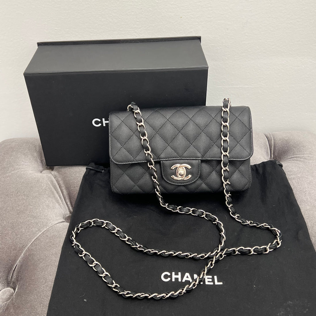 Chanel Caviar Quilted Mini Rectangle Flap Bag with Box & Dust Bag