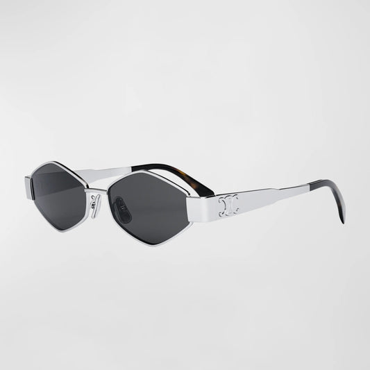 Celine Triomphe Metal Angular Sunglasses - SIlver