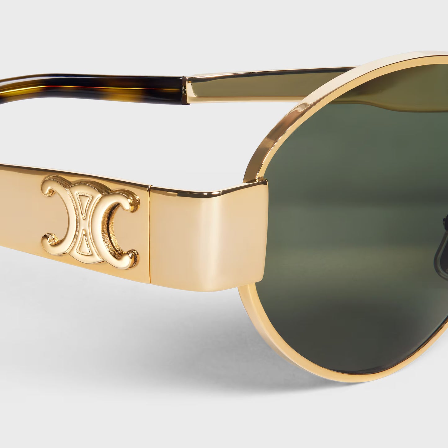 Celine Triomphe Metal Oval Sunglasses - Gold