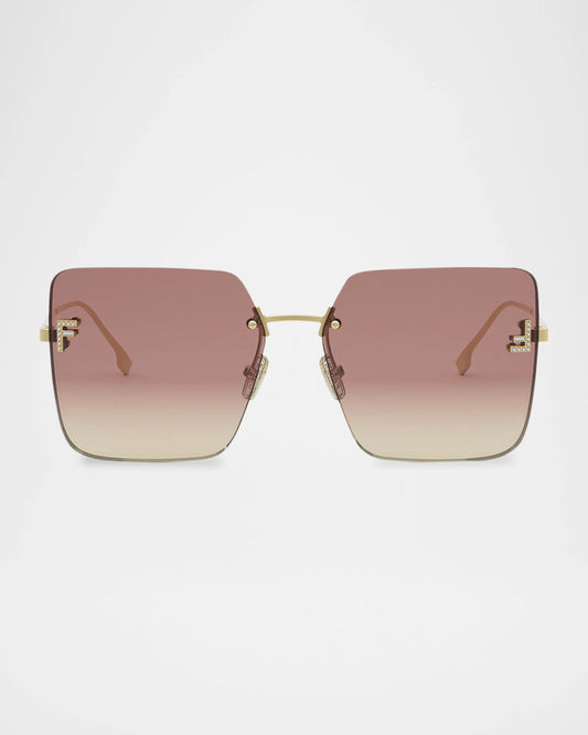 Fendi FF Crystal Oversized Rimless Sunglasses