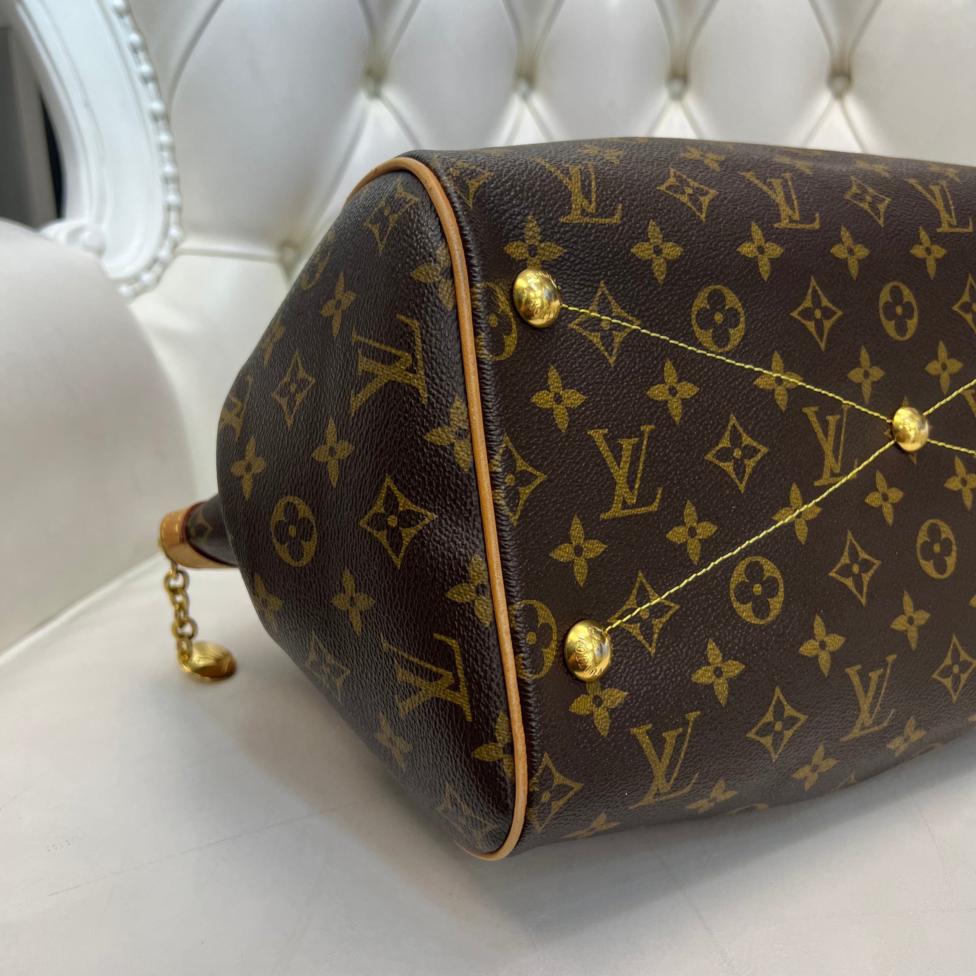 Louis Vuitton Monogram Canvas GM Leather Tote Tivoli Shoulder Bag