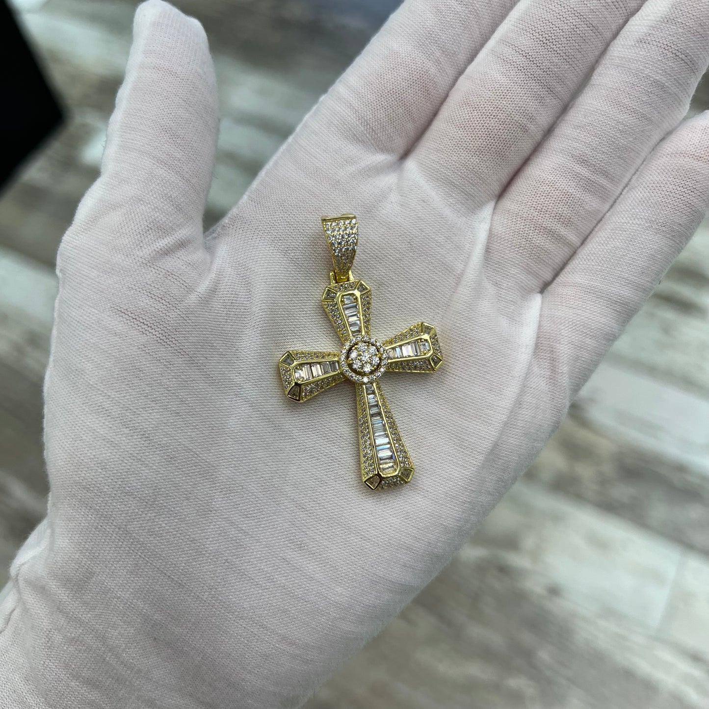 Gold Plated Crystal Cross Pendant
