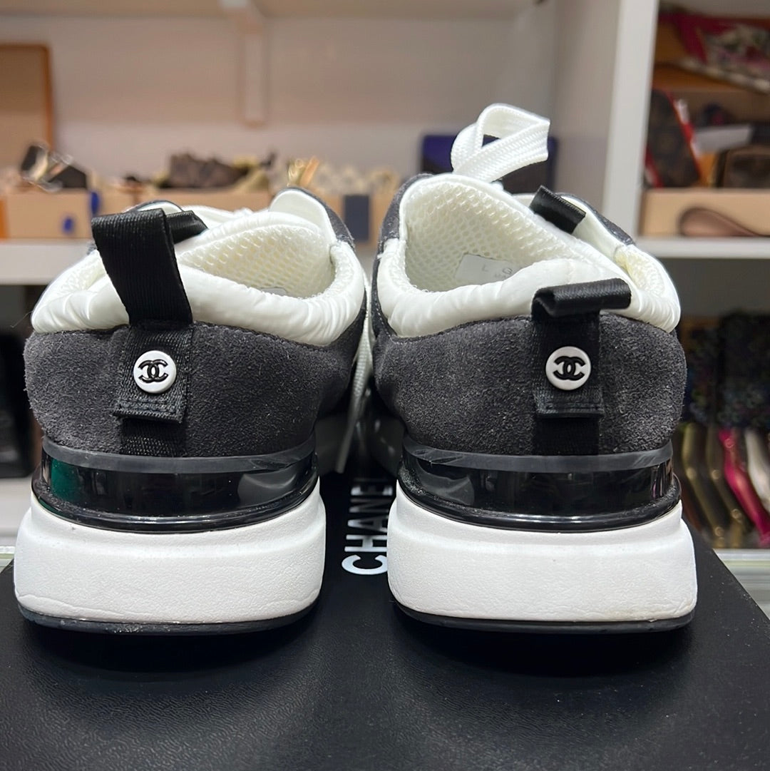 Chanel Nylon Suede Calfskin CC Sneakers Size 39