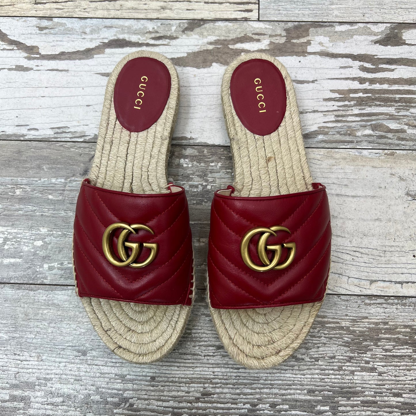 Gucci Marmont Sandal Red Size 38