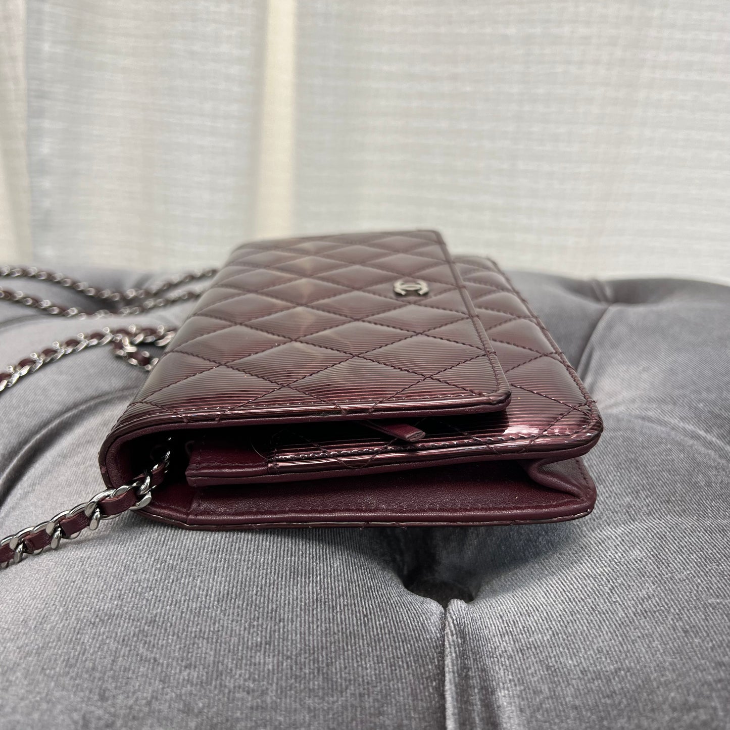 Chanel WOC Wallet On Chain Striped Patent Leather