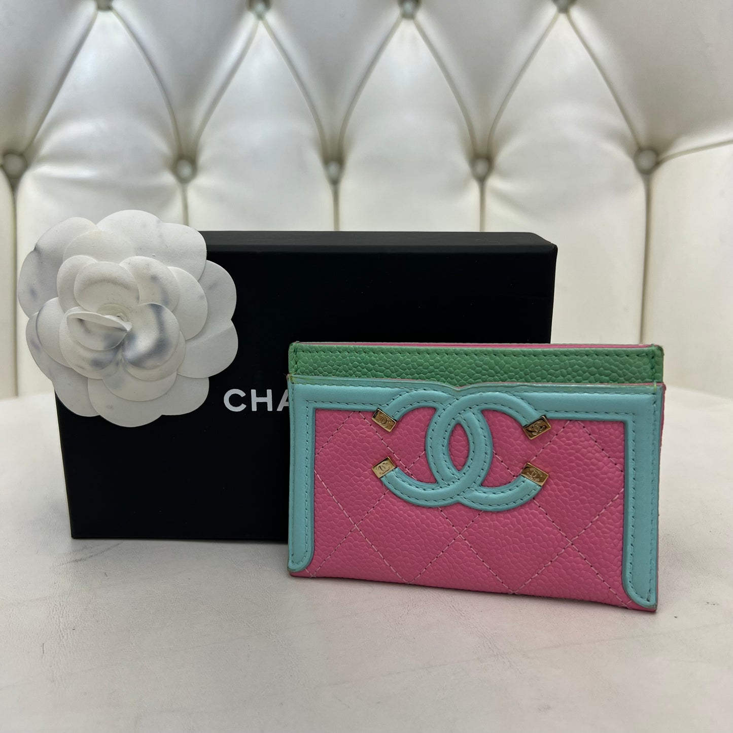 Chanel Quilted CC Filigree Card Holder