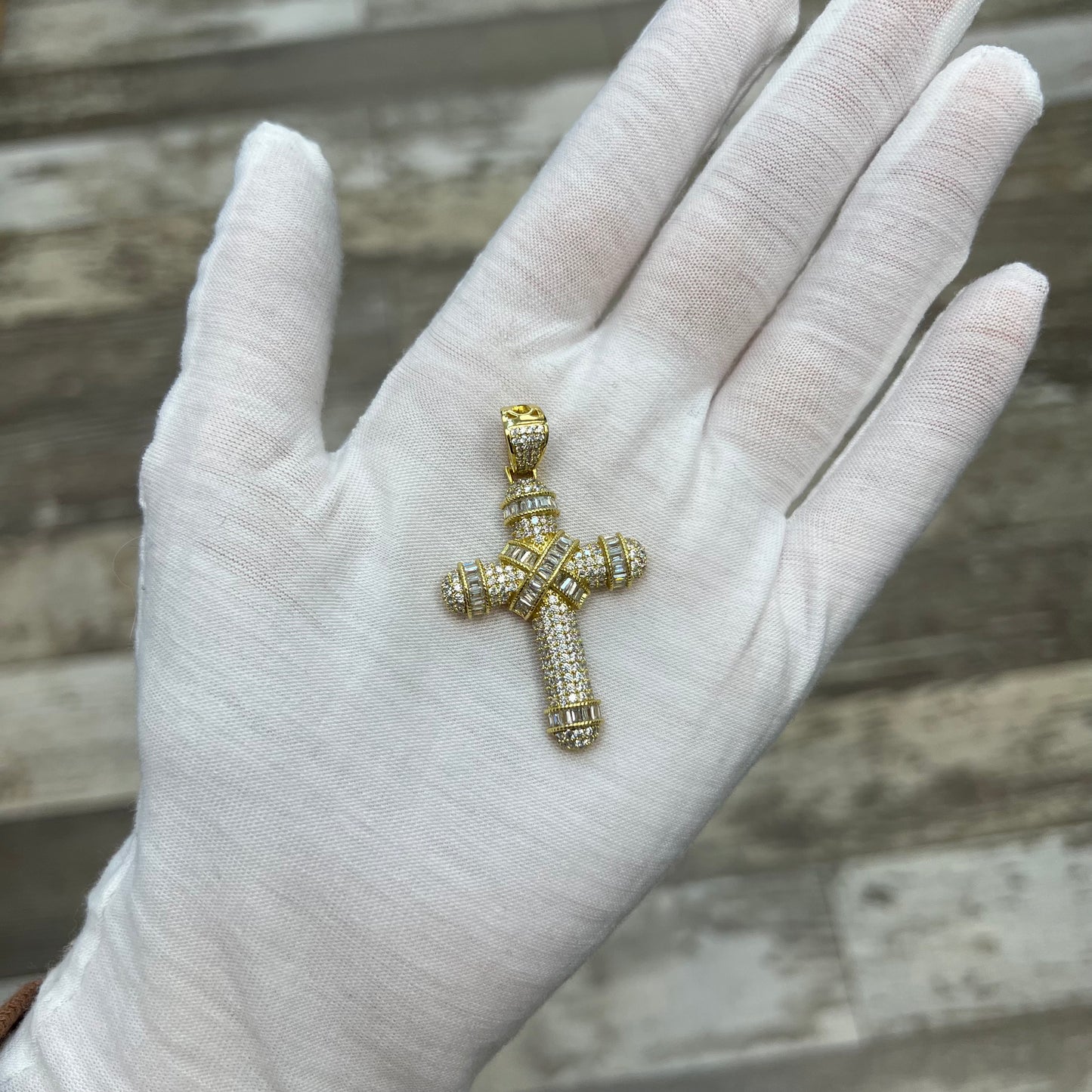 Gold Plated Crystal Cross Pendant