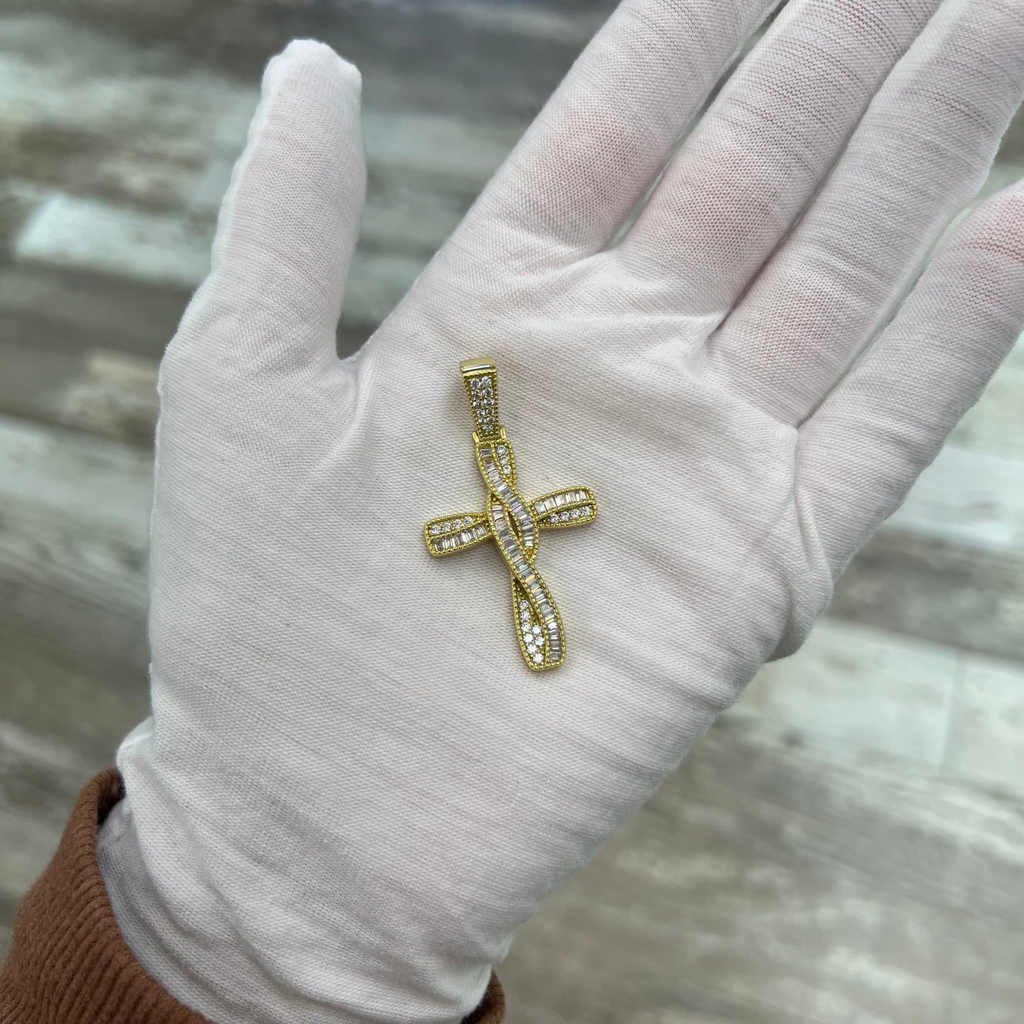 Gold Plated Crystal Cross Pendant