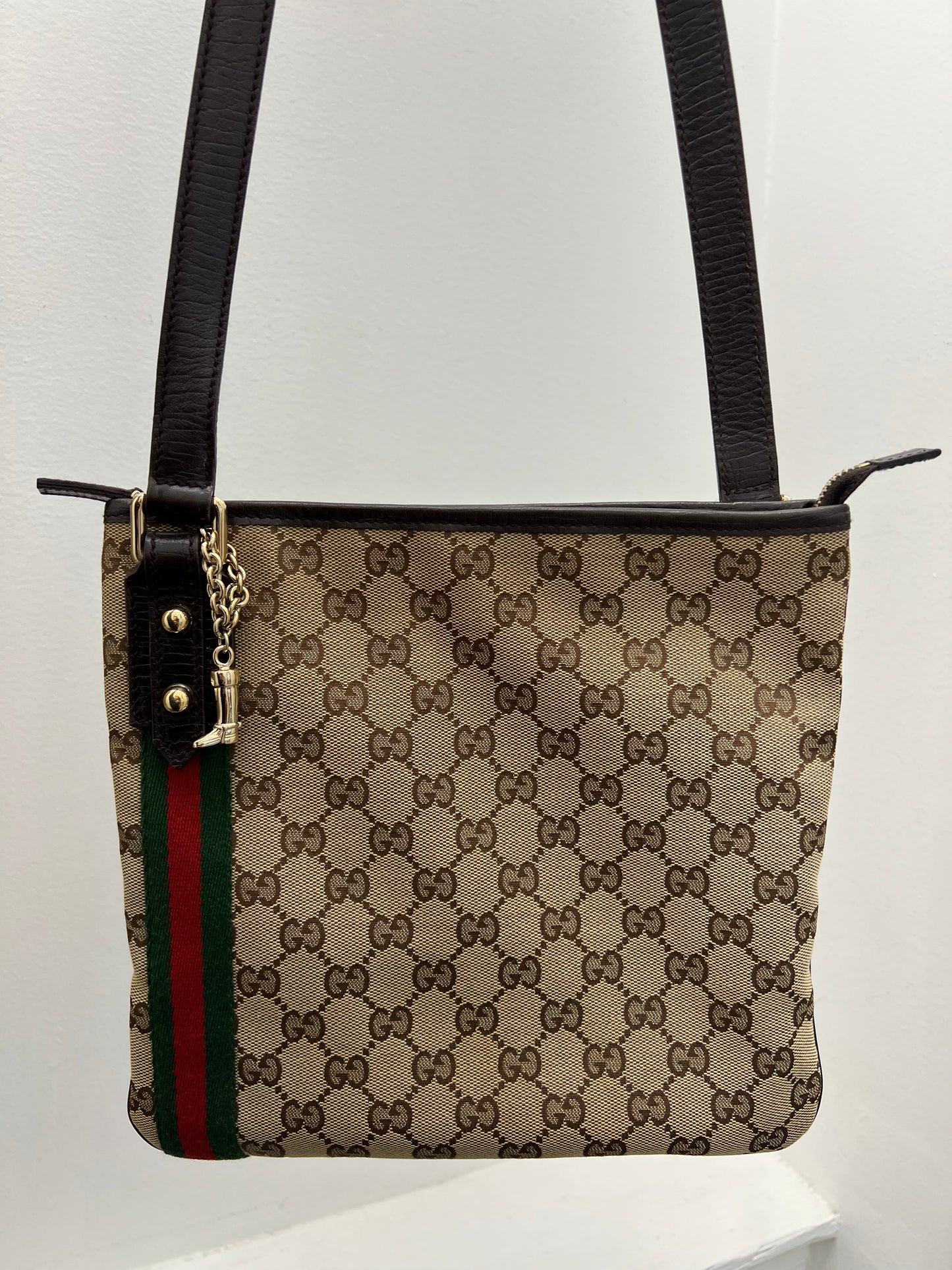 Gucci Monogram Web Jolicoeur Charms Messenger Bag