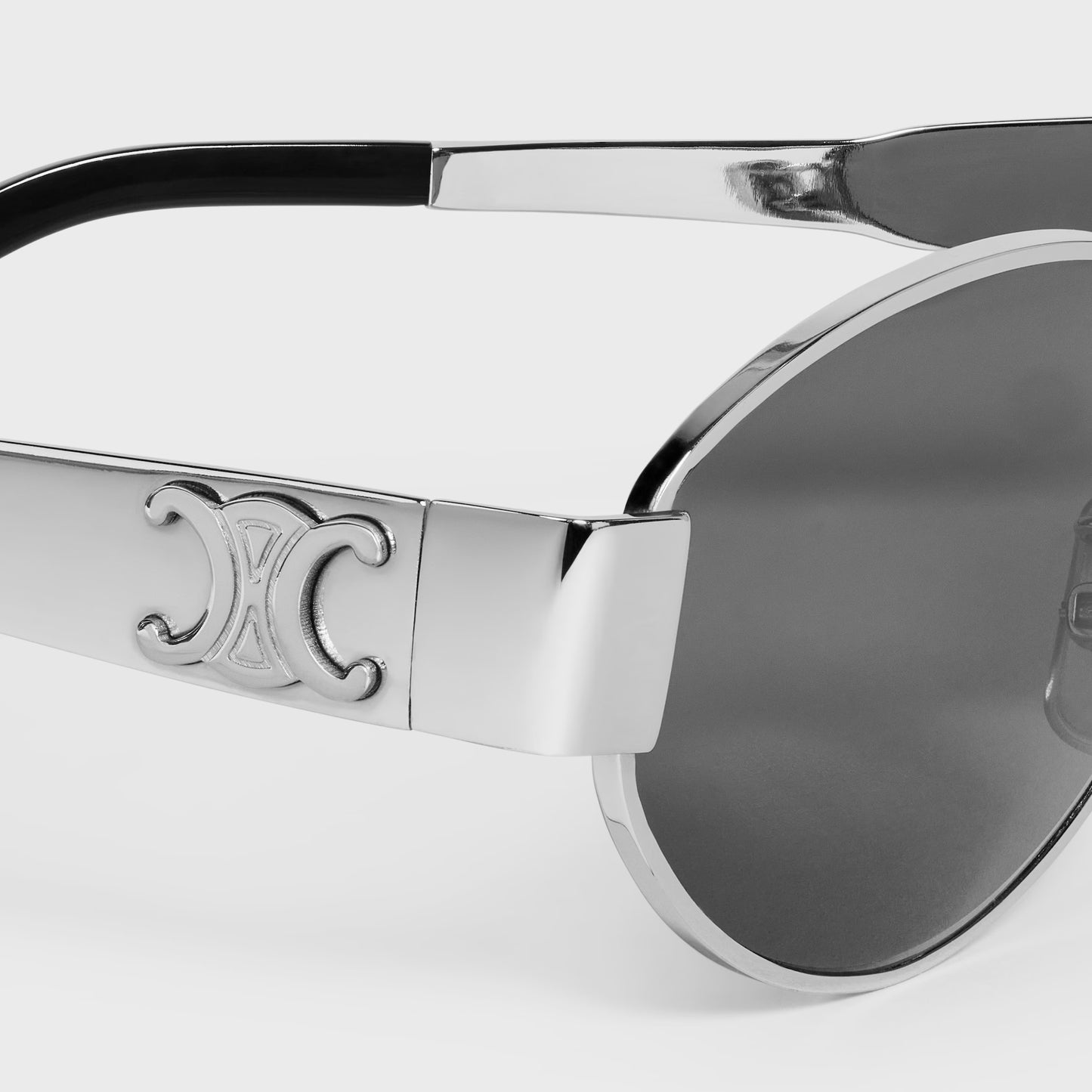 Celine Triomphe Metal Oval Sunglasses - Silver