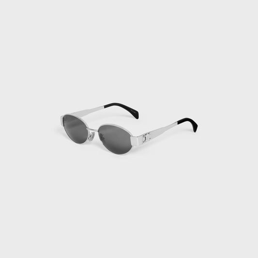 Celine Triomphe Metal Oval Sunglasses - Silver