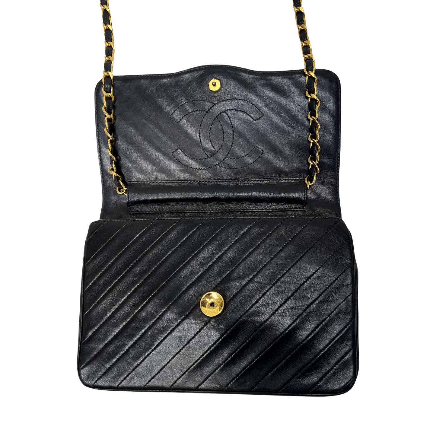 Chanel Lambskin Diagonal Quilted Flap Bag