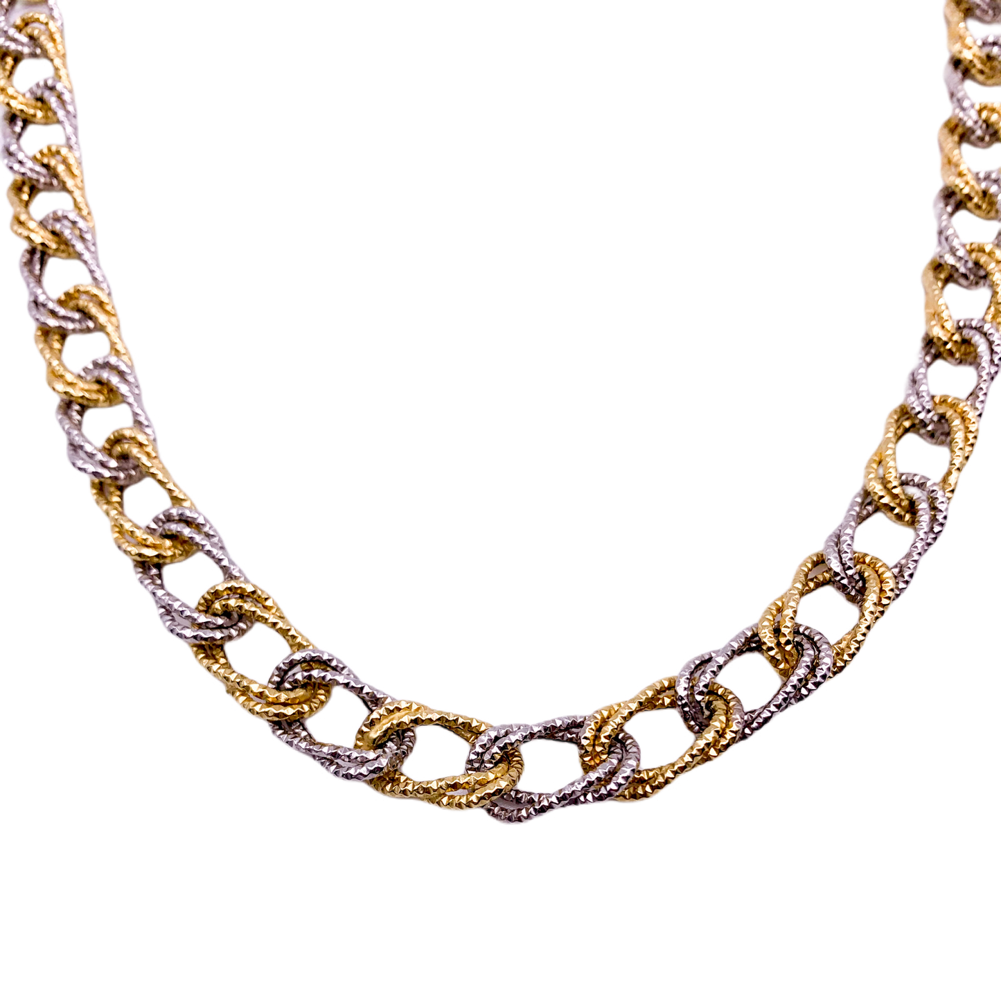 14k White and Yellow Gold Double Link Chain