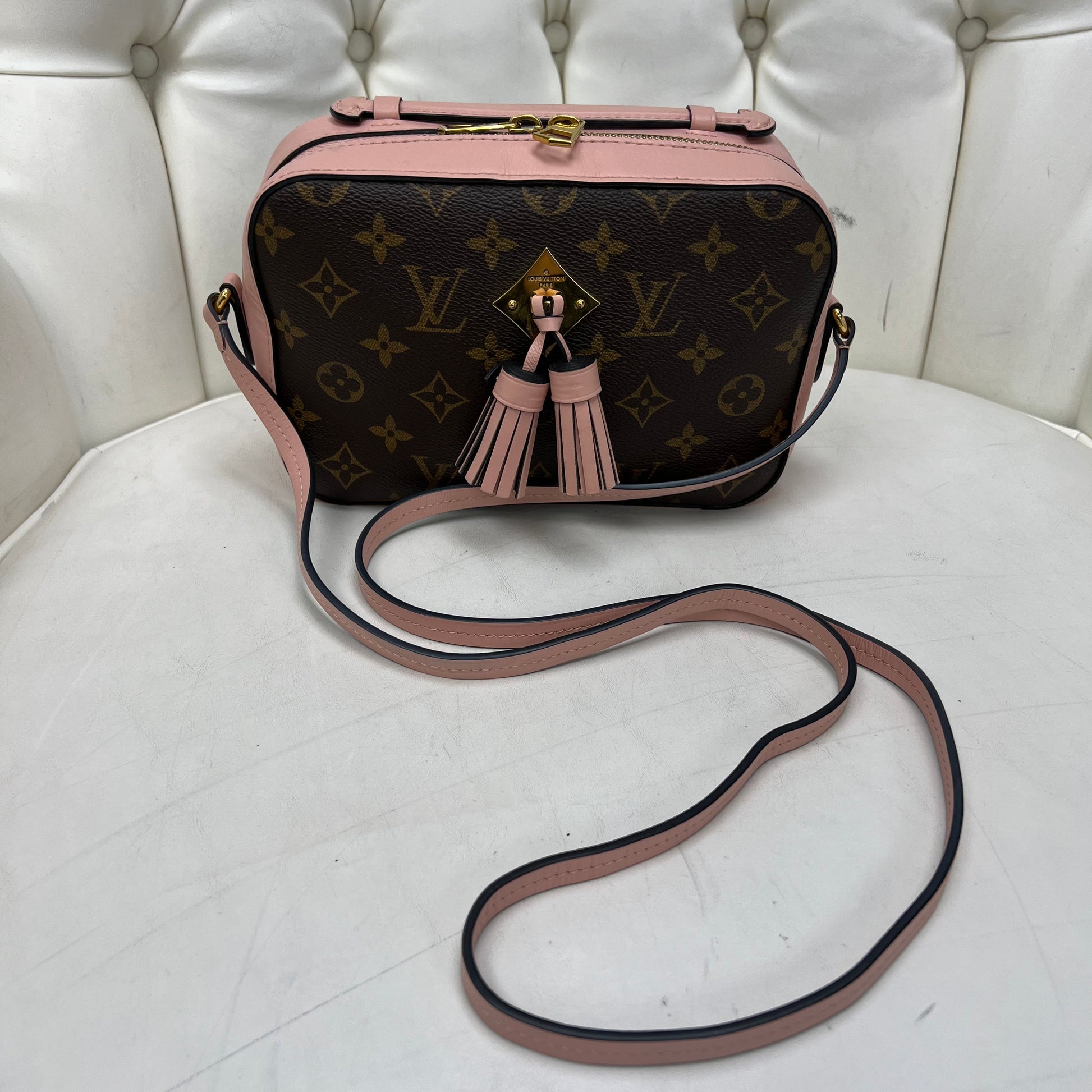 LOUIS VUITTON SAINTONGE MONOGRAM & ROSE POUDRE LEATHER CROSSBODY