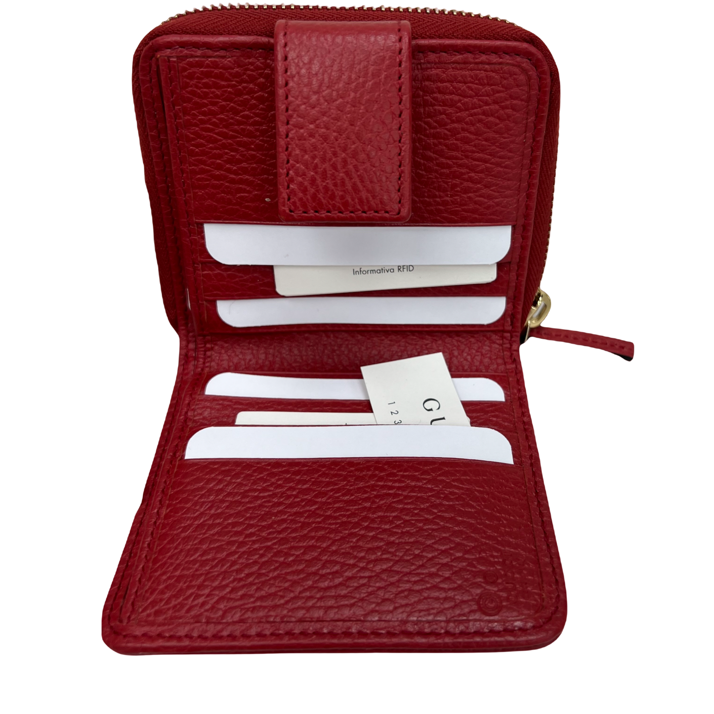 Gucci Beige/Red GG Canvas French Zip Around Wallet