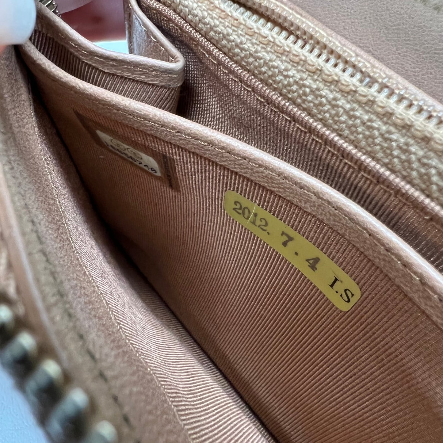Chanel Light Brown Lambskin Quilted Zip Wallet