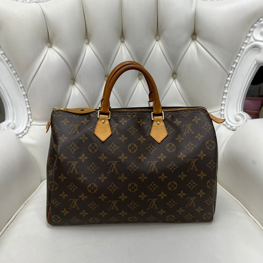 Louis Vuitton - Speedy 35 Darge checkerboard Brown Leather ref.1015855 -  Joli Closet