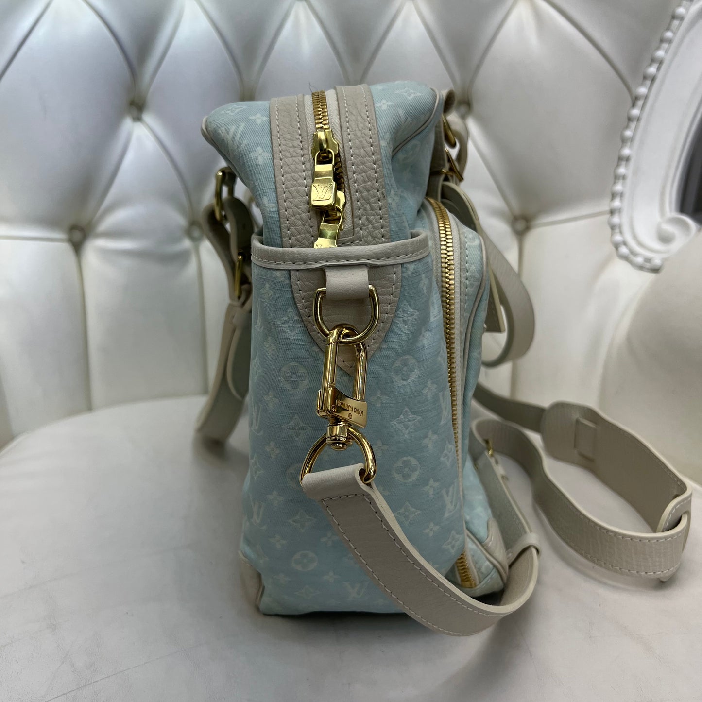 Louis Vuitton Mini Lin Sac a Langer Diaper Bag Blue