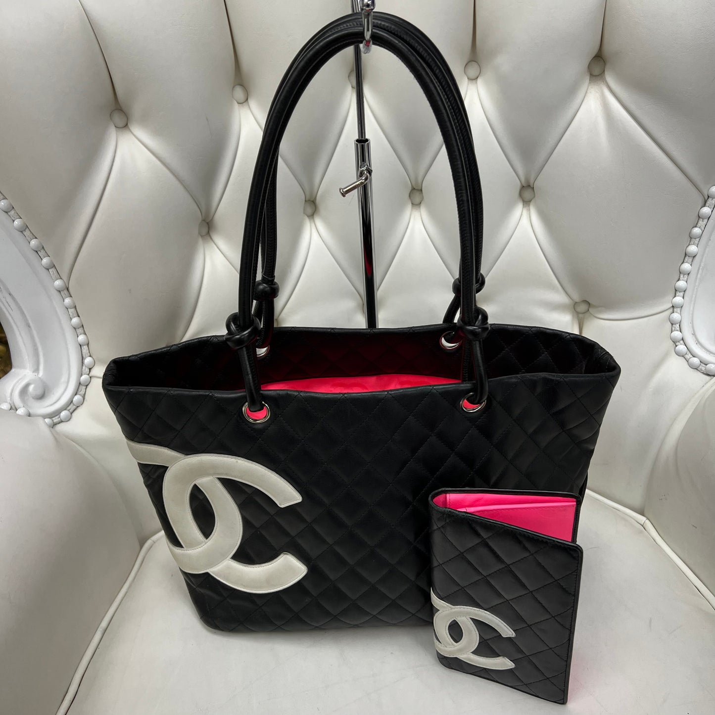 Chanel Cambon Tote and Wallet Set Black