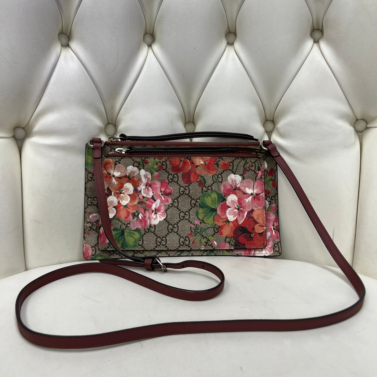 Gucci GG Supreme Blooms Double Crossbody